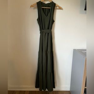 Skue Dress Women’s Size M Olive Green Belted Elastic Waist Teacher Wedding